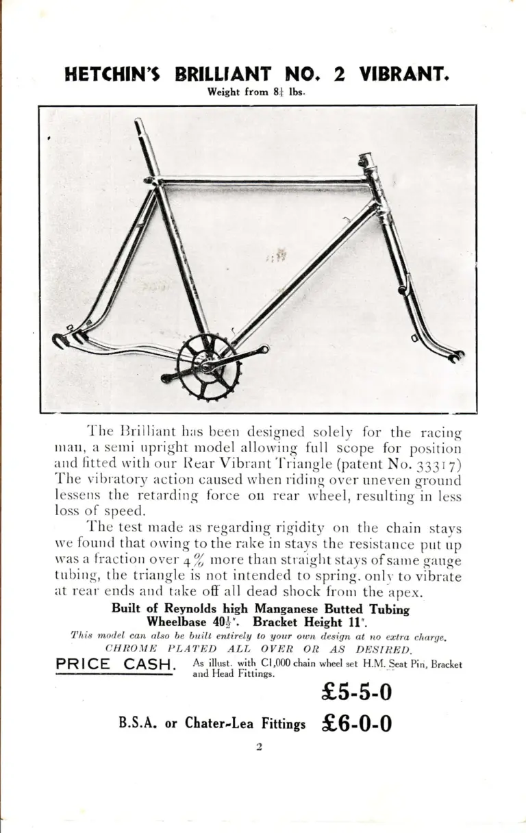 Hetchins c.1935 Catalog — Brilliant, Superbe, De Luxe and Ideal Models, Solo and Tandem, from Seven Sisters Road and Lea Bridge Road — page 4 of 16