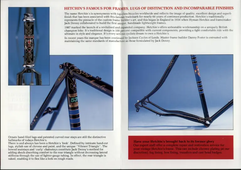 Hetchins c.1993 Brochure — Magnum Opus, Scorpion Bonum and Novus Ductor Frame Sets from Jackson Cycles of Leeds, with a German Price List — page 2 of 8