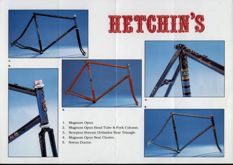 Hetchins c.1993 Brochure — Magnum Opus, Scorpion Bonum and Novus Ductor Frame Sets from Jackson Cycles of Leeds, with a German Price List — page 3 of 8