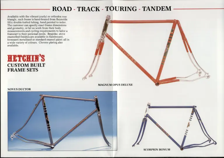 Hetchins c.1993 Brochure — Magnum Opus, Scorpion Bonum and Novus Ductor Frame Sets from Jackson Cycles of Leeds, with a German Price List — page 4 of 8