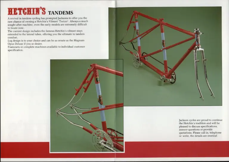 Hetchins c.1993 Brochure — Magnum Opus, Scorpion Bonum and Novus Ductor Frame Sets from Jackson Cycles of Leeds, with a German Price List — page 5 of 8