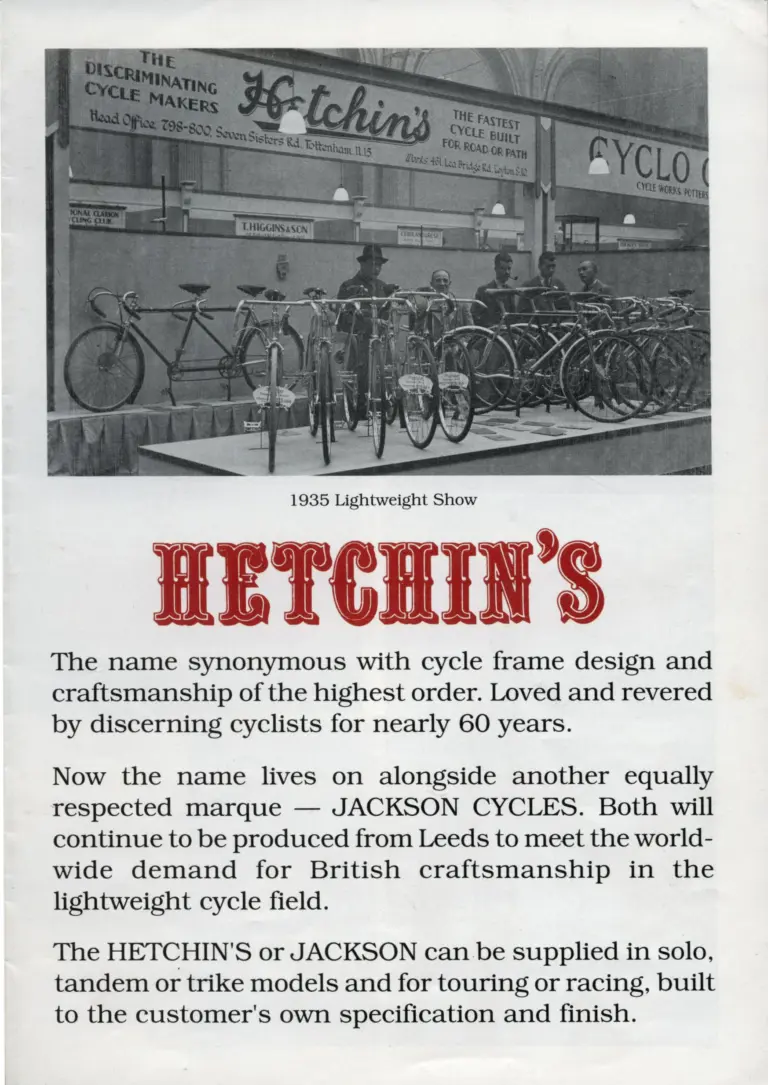 Hetchins c.1993 Brochure — Magnum Opus, Scorpion Bonum and Novus Ductor Frame Sets from Jackson Cycles of Leeds, with a German Price List — page 6 of 8