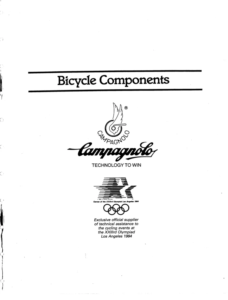 Campagnolo 1982 Catalog (United States) — Bicycle Components: the Super Record, Nuovo Record and Gran Sport Gruppos, BMX and the 1984 Olympics — page 1 of 48
