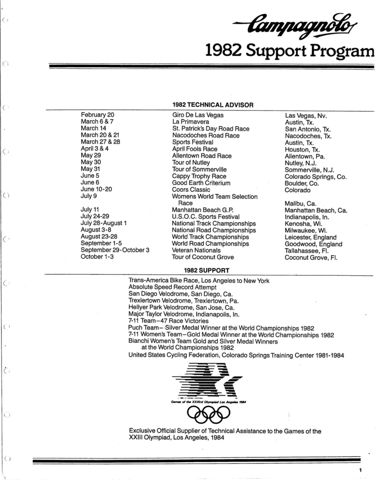 Campagnolo 1982 Catalog (United States) — Bicycle Components: the Super Record, Nuovo Record and Gran Sport Gruppos, BMX and the 1984 Olympics — page 2 of 48
