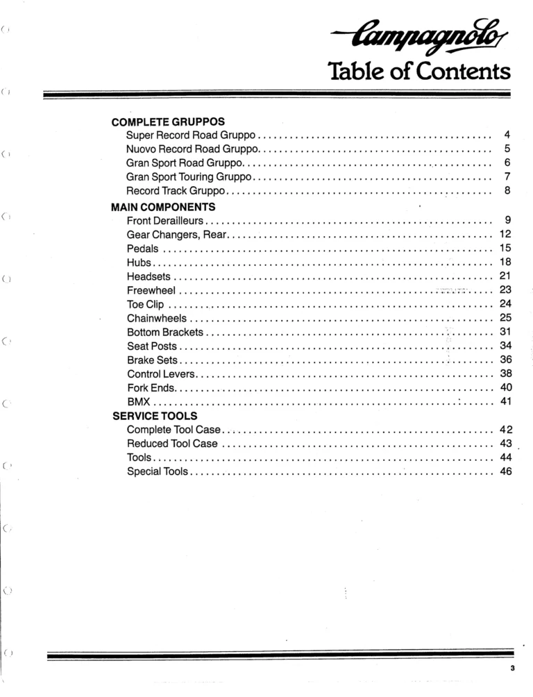 Campagnolo 1982 Catalog (United States) — Bicycle Components: the Super Record, Nuovo Record and Gran Sport Gruppos, BMX and the 1984 Olympics — page 4 of 48