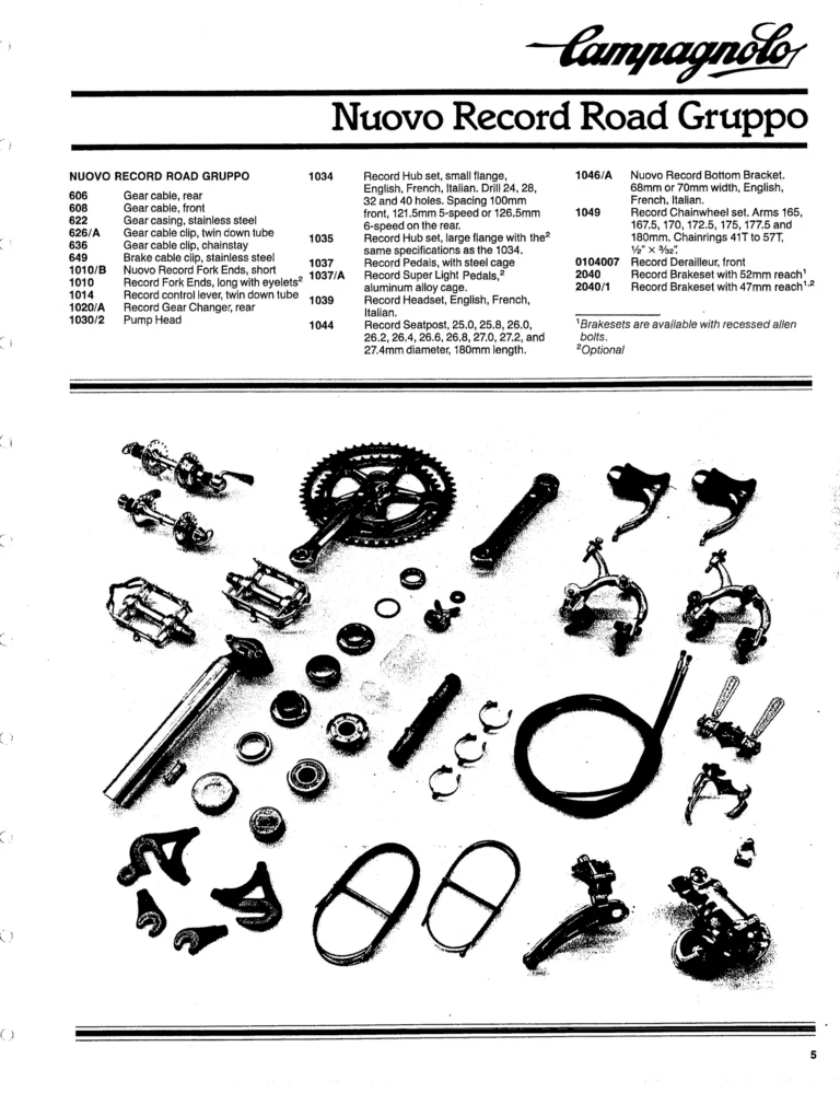 Campagnolo 1982 Catalog (United States) — Bicycle Components: the Super Record, Nuovo Record and Gran Sport Gruppos, BMX and the 1984 Olympics — page 6 of 48