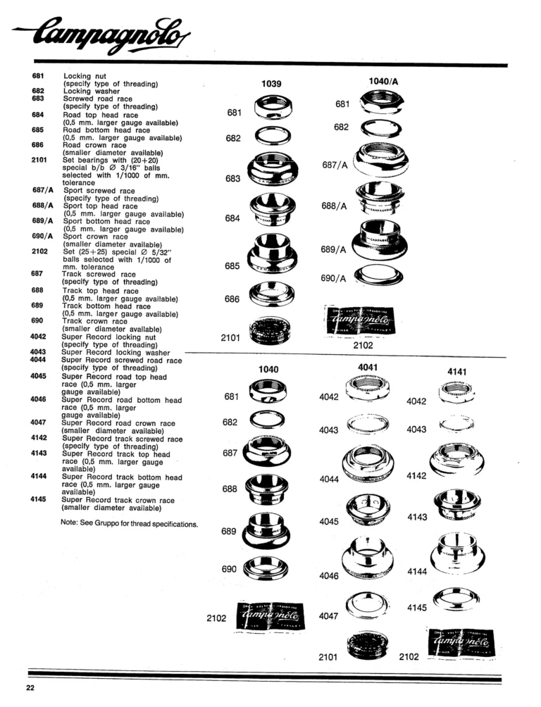 Campagnolo 1982 Catalog (United States) — Bicycle Components: the Super Record, Nuovo Record and Gran Sport Gruppos, BMX and the 1984 Olympics — page 21 of 48
