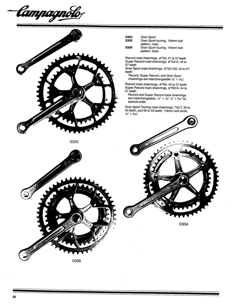 Campagnolo 1982 Catalog (United States) — Bicycle Components: the Super Record, Nuovo Record and Gran Sport Gruppos, BMX and the 1984 Olympics — page 25 of 48