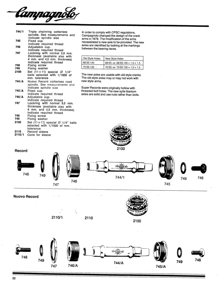 Campagnolo 1982 Catalog (United States) — Bicycle Components: the Super Record, Nuovo Record and Gran Sport Gruppos, BMX and the 1984 Olympics — page 31 of 48