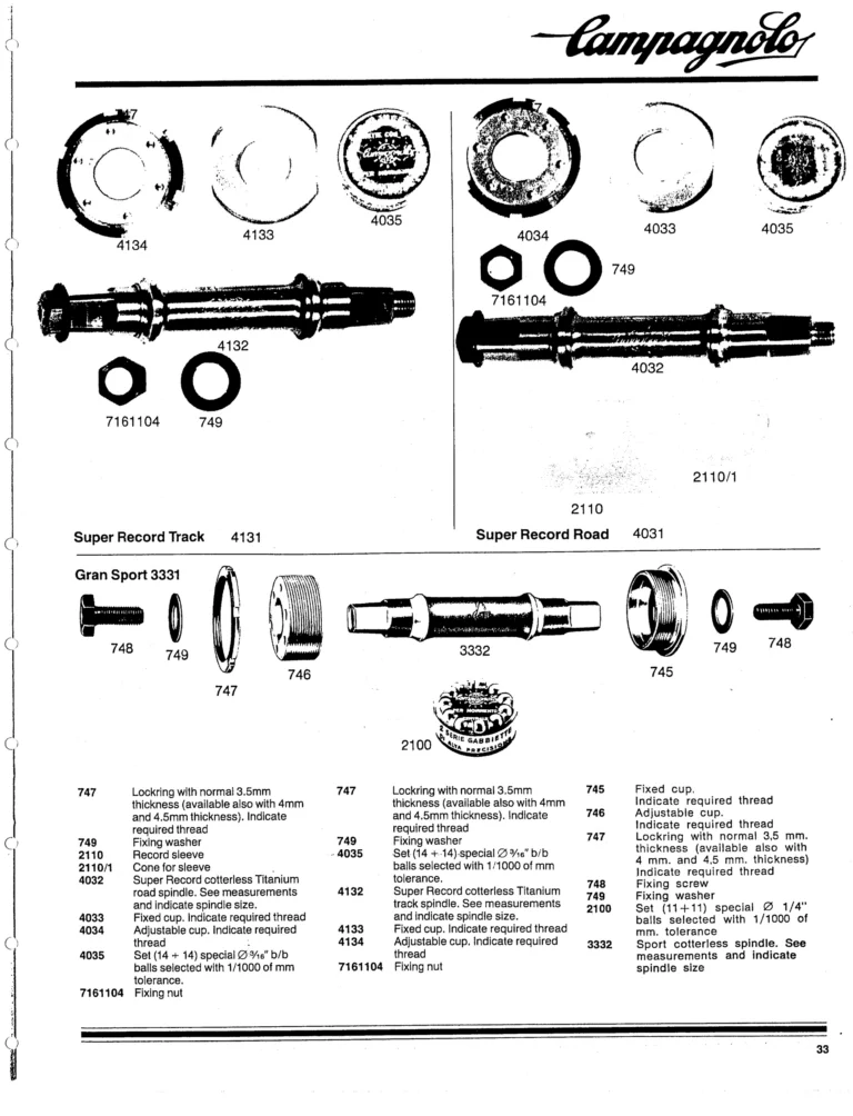 Campagnolo 1982 Catalog (United States) — Bicycle Components: the Super Record, Nuovo Record and Gran Sport Gruppos, BMX and the 1984 Olympics — page 32 of 48