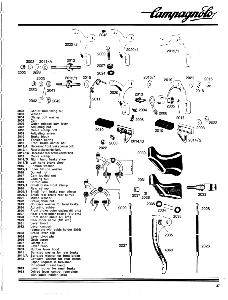 Campagnolo 1982 Catalog (United States) — Bicycle Components: the Super Record, Nuovo Record and Gran Sport Gruppos, BMX and the 1984 Olympics — page 36 of 48