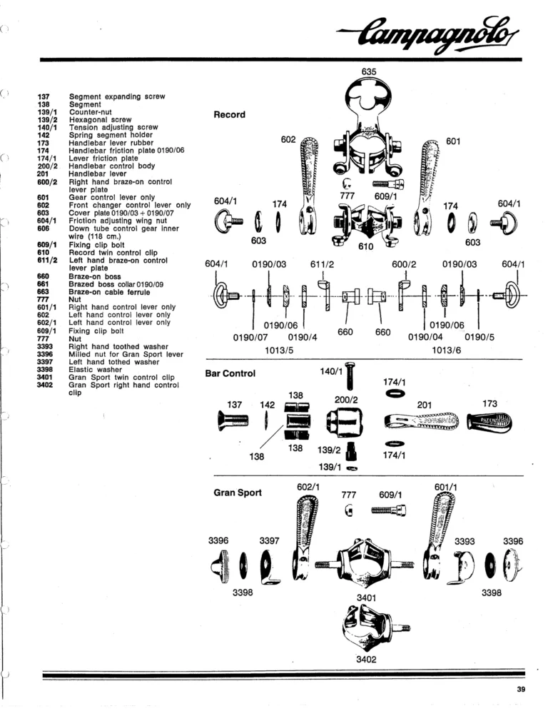 Campagnolo 1982 Catalog (United States) — Bicycle Components: the Super Record, Nuovo Record and Gran Sport Gruppos, BMX and the 1984 Olympics — page 38 of 48