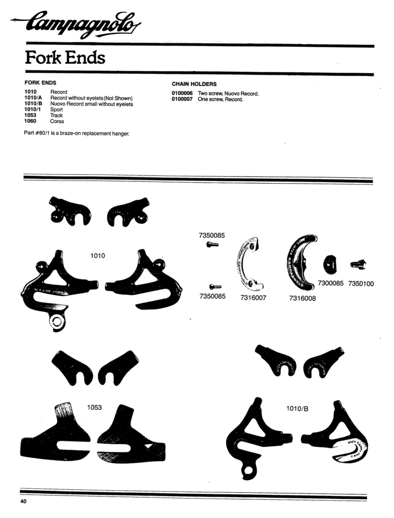 Campagnolo 1982 Catalog (United States) — Bicycle Components: the Super Record, Nuovo Record and Gran Sport Gruppos, BMX and the 1984 Olympics — page 39 of 48