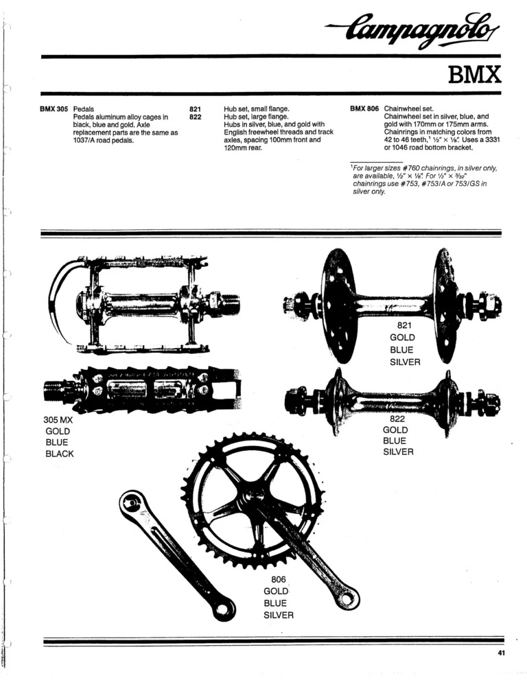 Campagnolo 1982 Catalog (United States) — Bicycle Components: the Super Record, Nuovo Record and Gran Sport Gruppos, BMX and the 1984 Olympics — page 40 of 48