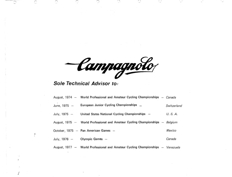 Campagnolo 1975 Catalog 17a — Super Record, Nuovo Record, Gran Sport, Rally and Valentino, with Every Part Numbered — page 2 of 57