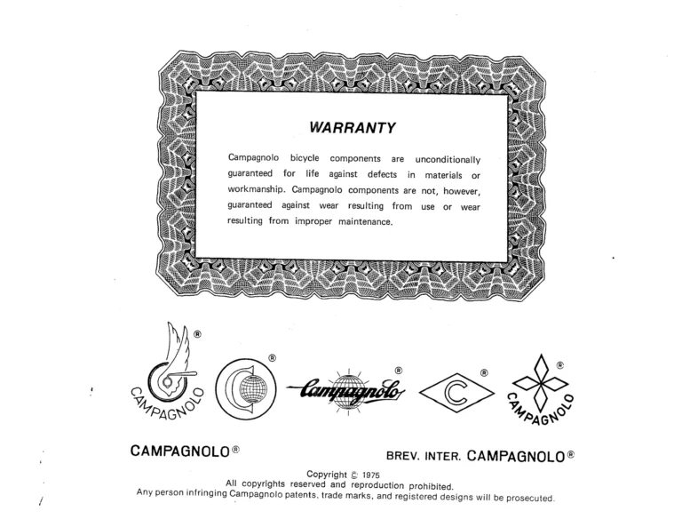 Campagnolo 1975 Catalog 17a — Super Record, Nuovo Record, Gran Sport, Rally and Valentino, with Every Part Numbered — page 3 of 57