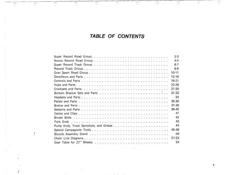 Campagnolo 1975 Catalog 17a — Super Record, Nuovo Record, Gran Sport, Rally and Valentino, with Every Part Numbered — page 4 of 57