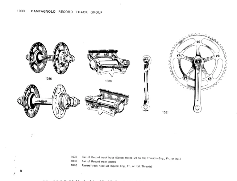 Campagnolo 1975 Catalog 17a — Super Record, Nuovo Record, Gran Sport, Rally and Valentino, with Every Part Numbered — page 11 of 57