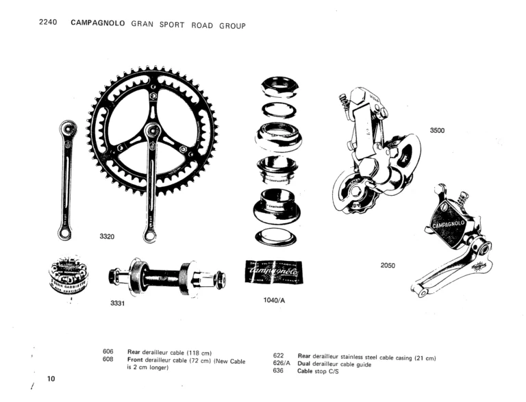 Campagnolo 1975 Catalog 17a — Super Record, Nuovo Record, Gran Sport, Rally and Valentino, with Every Part Numbered — page 13 of 57