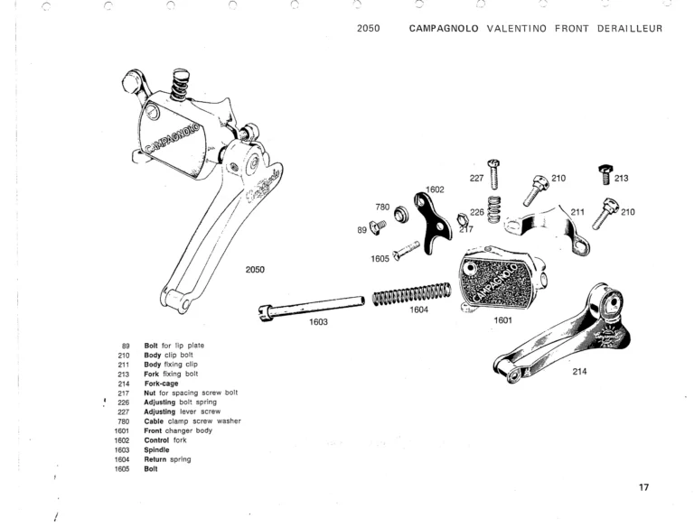 Campagnolo 1975 Catalog 17a — Super Record, Nuovo Record, Gran Sport, Rally and Valentino, with Every Part Numbered — page 20 of 57