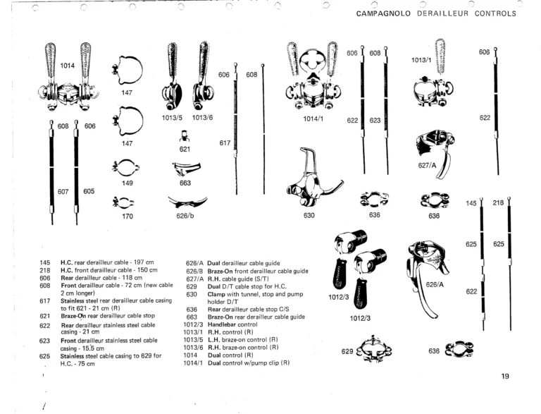 Campagnolo 1975 Catalog 17a — Super Record, Nuovo Record, Gran Sport, Rally and Valentino, with Every Part Numbered — page 22 of 57