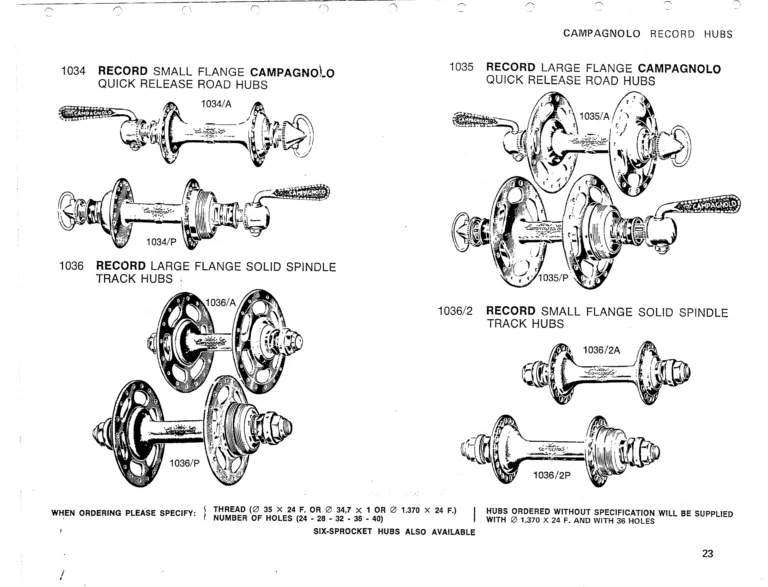 Campagnolo 1975 Catalog 17a — Super Record, Nuovo Record, Gran Sport, Rally and Valentino, with Every Part Numbered — page 26 of 57