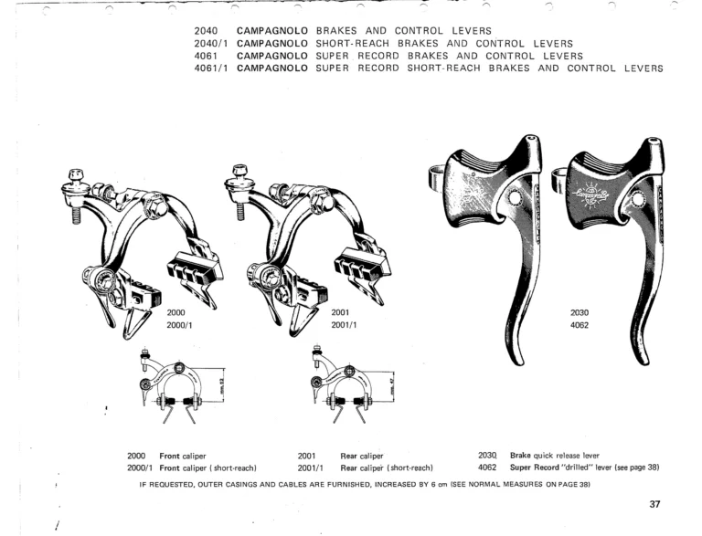 Campagnolo 1975 Catalog 17a — Super Record, Nuovo Record, Gran Sport, Rally and Valentino, with Every Part Numbered — page 40 of 57
