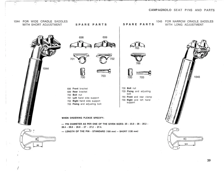 Campagnolo 1975 Catalog 17a — Super Record, Nuovo Record, Gran Sport, Rally and Valentino, with Every Part Numbered — page 42 of 57