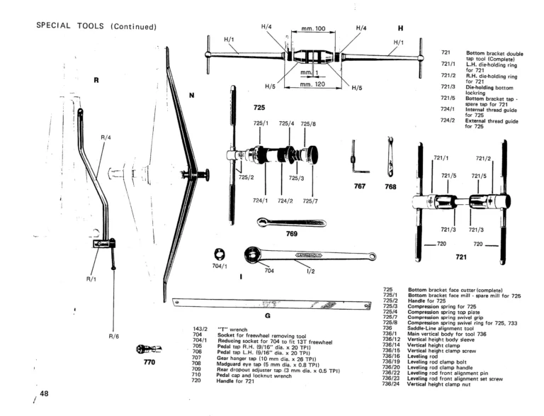 Campagnolo 1975 Catalog 17a — Super Record, Nuovo Record, Gran Sport, Rally and Valentino, with Every Part Numbered — page 51 of 57