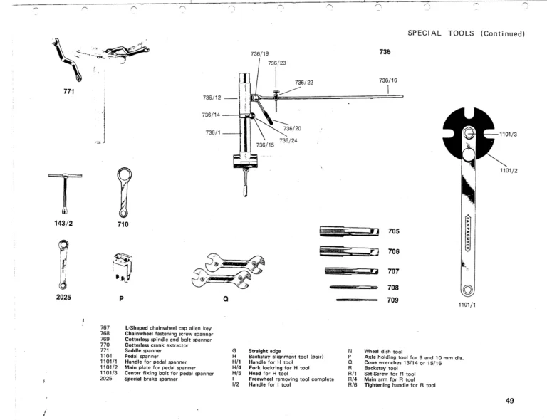 Campagnolo 1975 Catalog 17a — Super Record, Nuovo Record, Gran Sport, Rally and Valentino, with Every Part Numbered — page 52 of 57