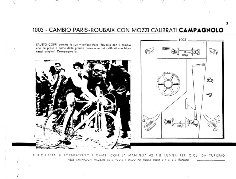 Campagnolo Catalog No. 12 of about 1955 — The Corsa and Paris-Roubaix Gears, the Gran Sport and Sport Derailleurs, Hubs, Dropouts and Tools — page 7 of 26