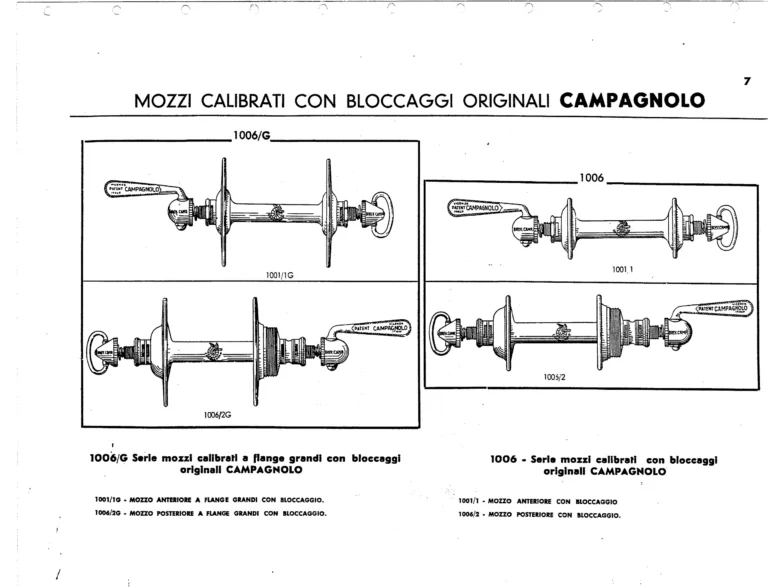Campagnolo Catalog No. 12 of about 1955 — The Corsa and Paris-Roubaix Gears, the Gran Sport and Sport Derailleurs, Hubs, Dropouts and Tools — page 9 of 26