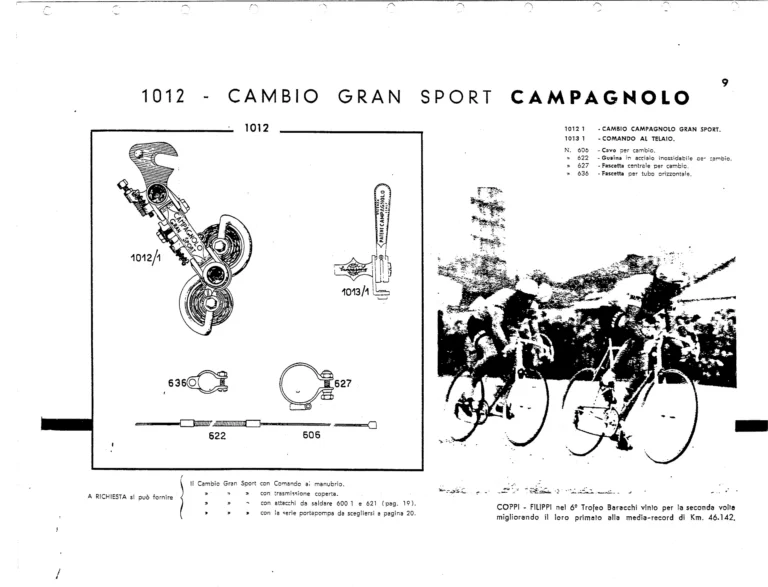 Campagnolo Catalog No. 12 of about 1955 — The Corsa and Paris-Roubaix Gears, the Gran Sport and Sport Derailleurs, Hubs, Dropouts and Tools — page 11 of 26