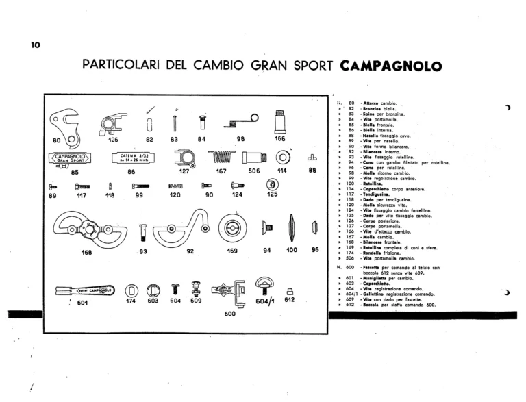 Campagnolo Catalog No. 12 of about 1955 — The Corsa and Paris-Roubaix Gears, the Gran Sport and Sport Derailleurs, Hubs, Dropouts and Tools — page 12 of 26