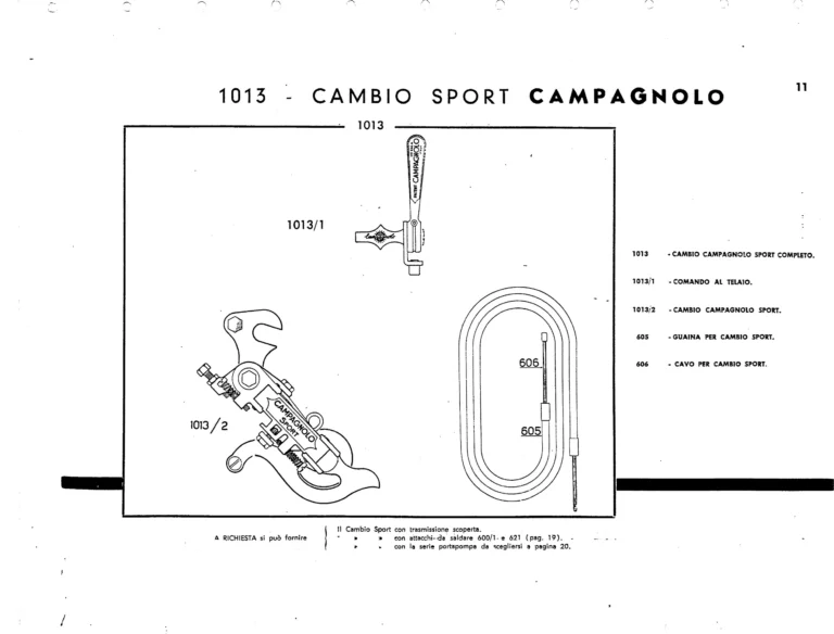 Campagnolo Catalog No. 12 of about 1955 — The Corsa and Paris-Roubaix Gears, the Gran Sport and Sport Derailleurs, Hubs, Dropouts and Tools — page 13 of 26