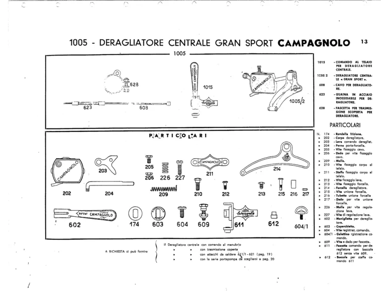 Campagnolo Catalog No. 12 of about 1955 — The Corsa and Paris-Roubaix Gears, the Gran Sport and Sport Derailleurs, Hubs, Dropouts and Tools — page 15 of 26