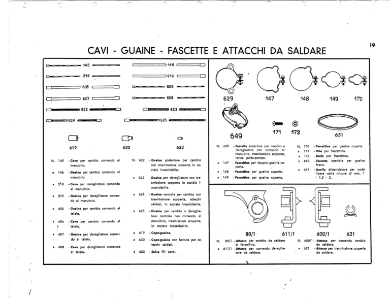 Campagnolo Catalog No. 12 of about 1955 — The Corsa and Paris-Roubaix Gears, the Gran Sport and Sport Derailleurs, Hubs, Dropouts and Tools — page 21 of 26