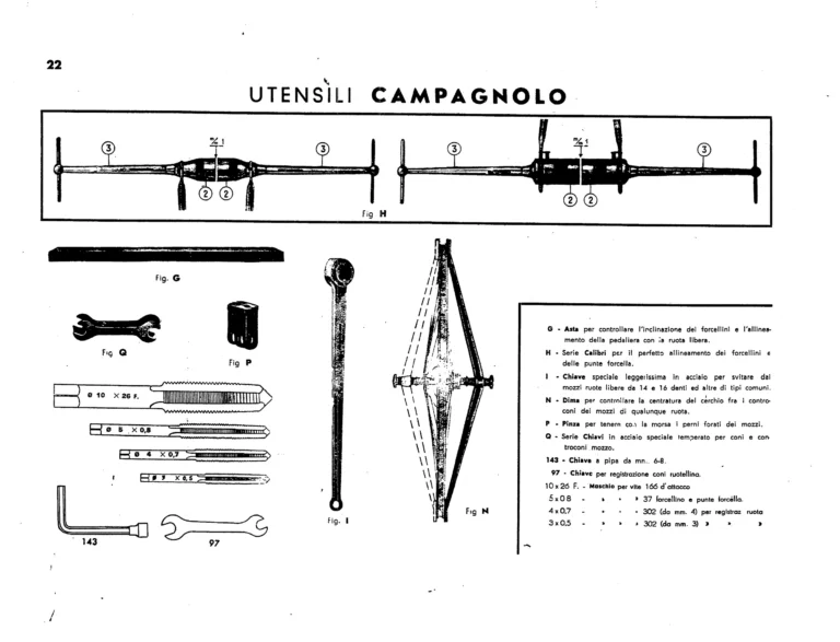 Campagnolo Catalog No. 12 of about 1955 — The Corsa and Paris-Roubaix Gears, the Gran Sport and Sport Derailleurs, Hubs, Dropouts and Tools — page 24 of 26