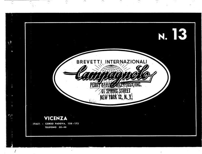 Campagnolo Catalog No. 13 of about 1956 — Corsa, Paris-Roubaix, Gran Sport and Sport Gears, Large-Flange Hubs and the Special Controls — page 1 of 26