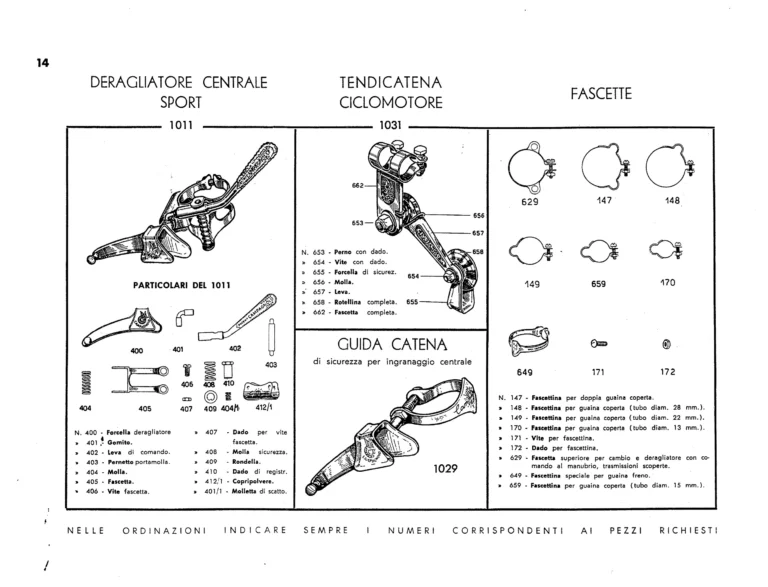 Campagnolo Catalog No. 13 of about 1956 — Corsa, Paris-Roubaix, Gran Sport and Sport Gears, Large-Flange Hubs and the Special Controls — page 16 of 26