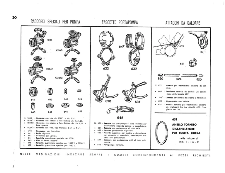 Campagnolo Catalog No. 13 of about 1956 — Corsa, Paris-Roubaix, Gran Sport and Sport Gears, Large-Flange Hubs and the Special Controls — page 22 of 26