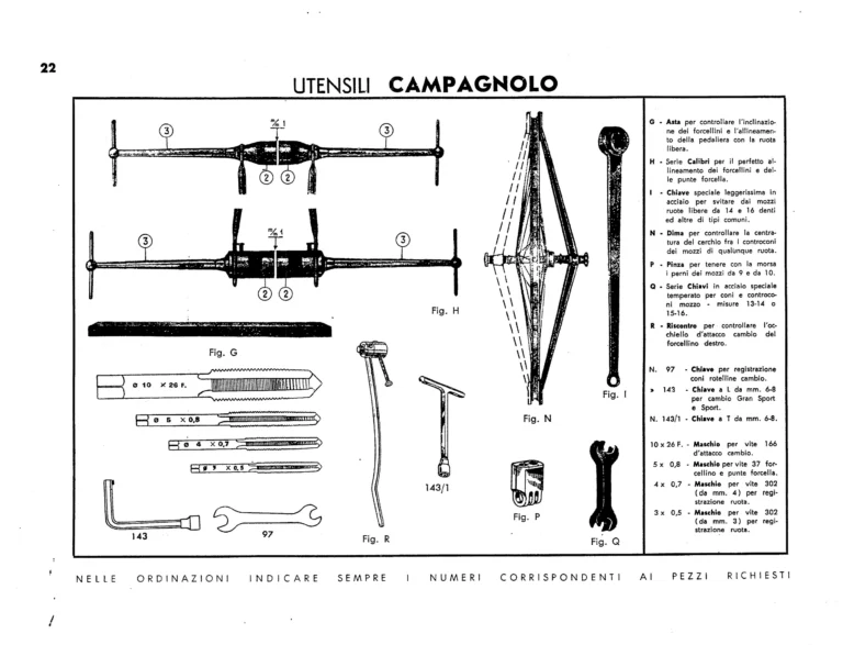 Campagnolo Catalog No. 13 of about 1956 — Corsa, Paris-Roubaix, Gran Sport and Sport Gears, Large-Flange Hubs and the Special Controls — page 24 of 26