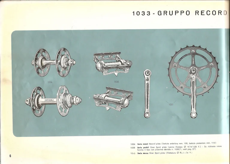 Campagnolo Catalog No. 14 of about 1958 — The Record Road and Track Groups, the Record Crank Sets and the Gran Sport and Sport Groups — page 8 of 43