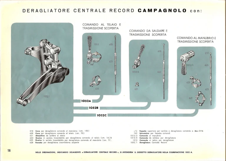 Campagnolo Catalog No. 14 of about 1958 — The Record Road and Track Groups, the Record Crank Sets and the Gran Sport and Sport Groups — page 18 of 43