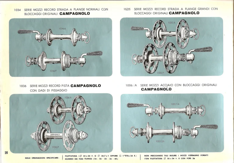 Campagnolo Catalog No. 14 of about 1958 — The Record Road and Track Groups, the Record Crank Sets and the Gran Sport and Sport Groups — page 22 of 43