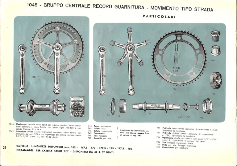 Campagnolo Catalog No. 14 of about 1958 — The Record Road and Track Groups, the Record Crank Sets and the Gran Sport and Sport Groups — page 24 of 43