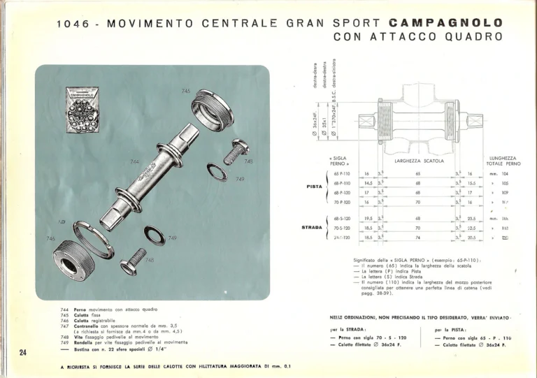 Campagnolo Catalog No. 14 of about 1958 — The Record Road and Track Groups, the Record Crank Sets and the Gran Sport and Sport Groups — page 26 of 43