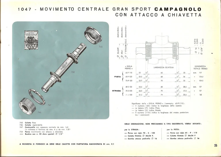 Campagnolo Catalog No. 14 of about 1958 — The Record Road and Track Groups, the Record Crank Sets and the Gran Sport and Sport Groups — page 27 of 43