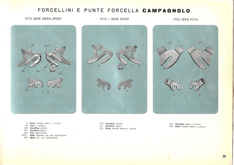 Campagnolo Catalog No. 14 of about 1958 — The Record Road and Track Groups, the Record Crank Sets and the Gran Sport and Sport Groups — page 31 of 43