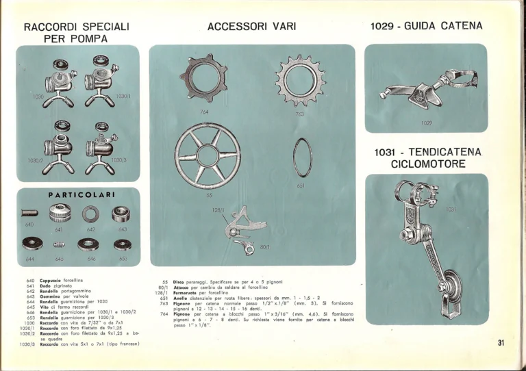 Campagnolo Catalog No. 14 of about 1958 — The Record Road and Track Groups, the Record Crank Sets and the Gran Sport and Sport Groups — page 33 of 43